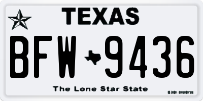 TX license plate BFW9436