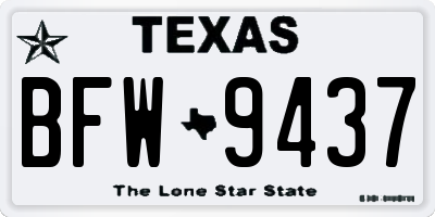 TX license plate BFW9437
