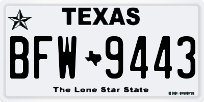TX license plate BFW9443