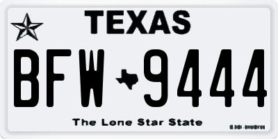 TX license plate BFW9444