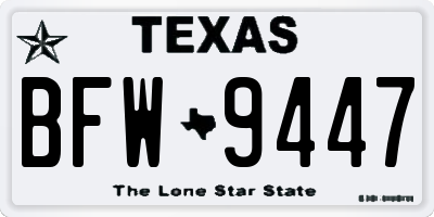 TX license plate BFW9447