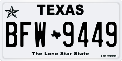 TX license plate BFW9449