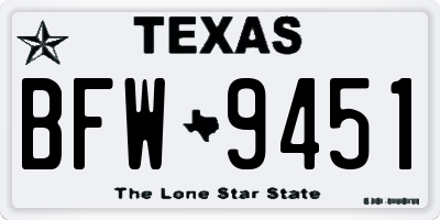 TX license plate BFW9451
