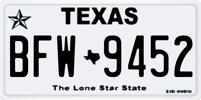 TX license plate BFW9452