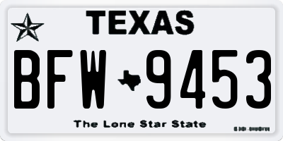 TX license plate BFW9453