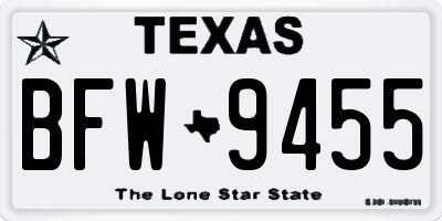 TX license plate BFW9455