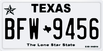 TX license plate BFW9456