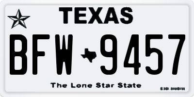 TX license plate BFW9457