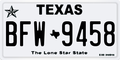 TX license plate BFW9458