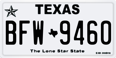 TX license plate BFW9460