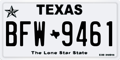 TX license plate BFW9461