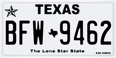 TX license plate BFW9462