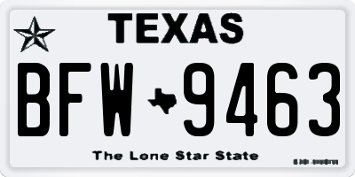 TX license plate BFW9463