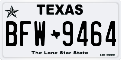 TX license plate BFW9464