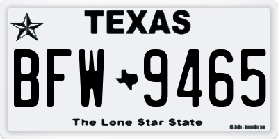 TX license plate BFW9465