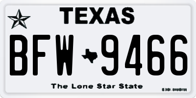TX license plate BFW9466