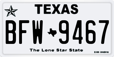 TX license plate BFW9467