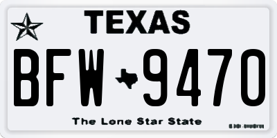 TX license plate BFW9470