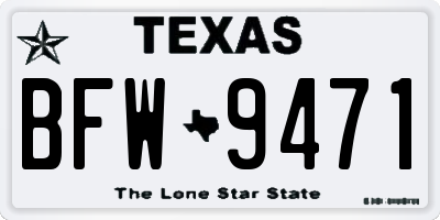 TX license plate BFW9471