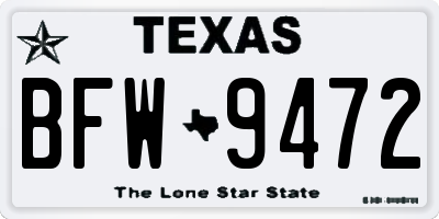 TX license plate BFW9472