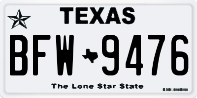 TX license plate BFW9476