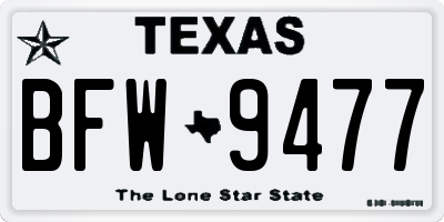 TX license plate BFW9477