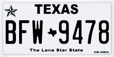 TX license plate BFW9478