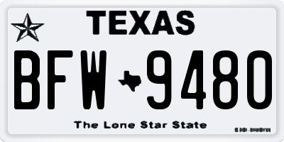 TX license plate BFW9480