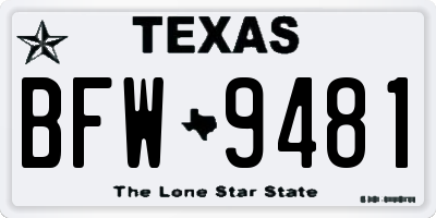 TX license plate BFW9481