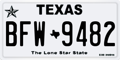 TX license plate BFW9482