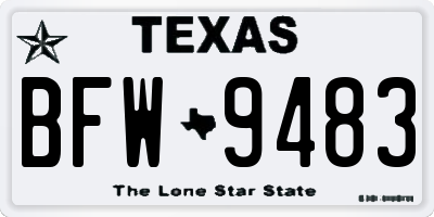 TX license plate BFW9483