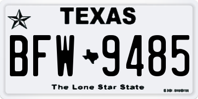TX license plate BFW9485