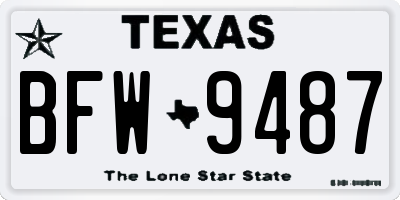 TX license plate BFW9487