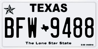 TX license plate BFW9488