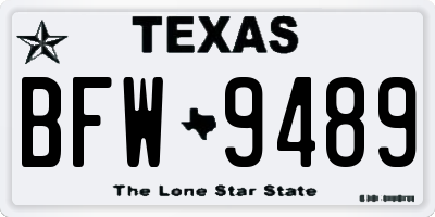 TX license plate BFW9489