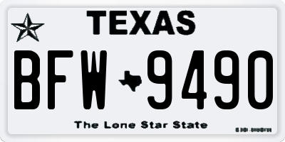 TX license plate BFW9490