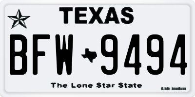 TX license plate BFW9494