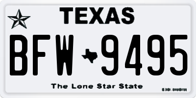 TX license plate BFW9495
