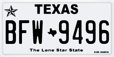 TX license plate BFW9496
