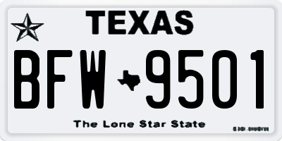 TX license plate BFW9501