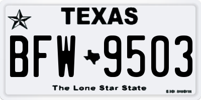 TX license plate BFW9503