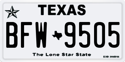 TX license plate BFW9505