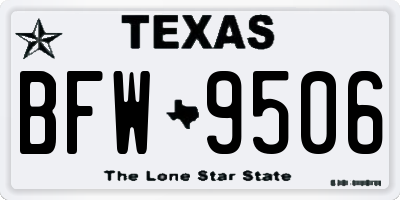TX license plate BFW9506