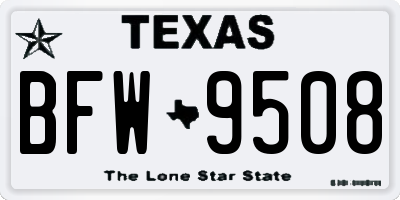 TX license plate BFW9508