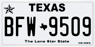 TX license plate BFW9509