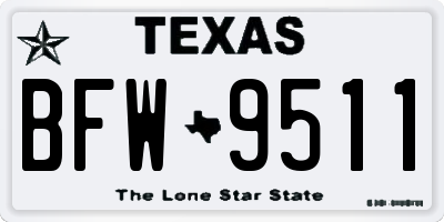TX license plate BFW9511