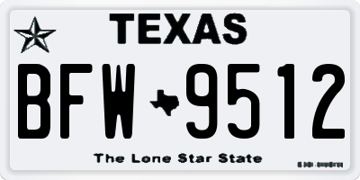 TX license plate BFW9512