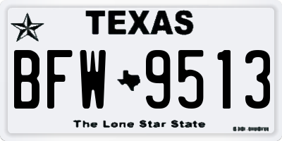 TX license plate BFW9513