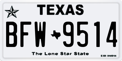 TX license plate BFW9514