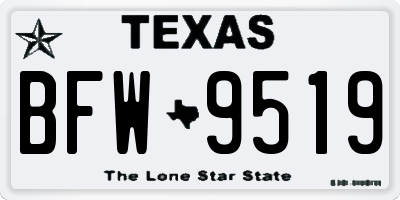 TX license plate BFW9519
